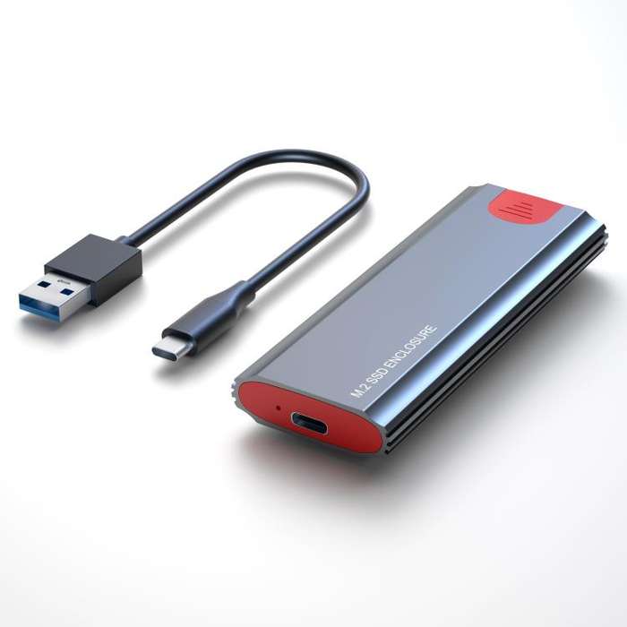M.2 NVMe/SATA SSD Enclosure USB-C 10Gbps External Case Supports Up To 2TB With USB-A To Type-C Cable