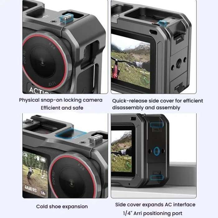 For DJI Osmo Action 5 Pro / 4 / 3 HEPAIL AC70 Metal Rabbit Cage