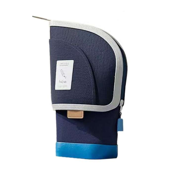 Vertical Pencil Cases Expandable Large Capacity Desk Stationery Organizer For Students(Blue)