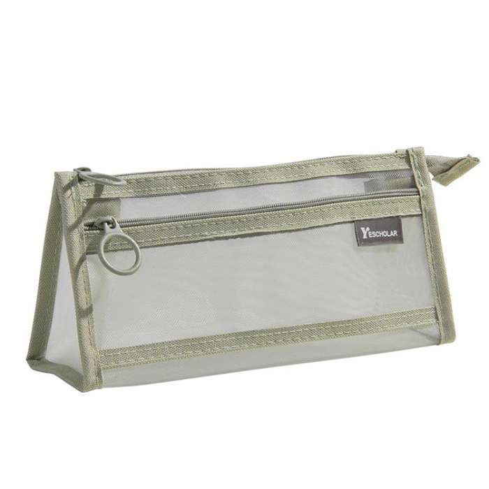 Large Capacity Double-Layer Mesh Pencil Case Triangular Base Design Exam Accessory Pouch(Light Co...