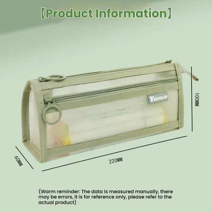 Large Capacity Double-Layer Mesh Pencil Case Triangular Base Design Exam Accessory Pouch(Light Co...
