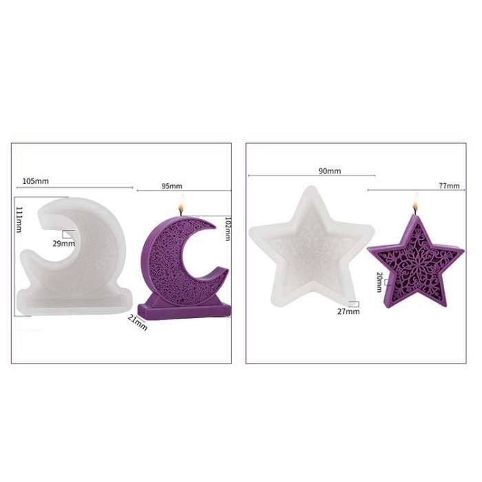 Candle Silicone Mold DIY Handmade Moon Star Aromatherapy Plaster Ornament Mold, Spec: Moon LZ-651