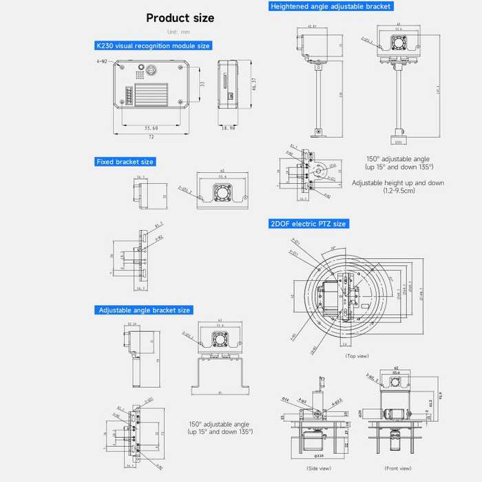 Yahboom K230 Vision Module With 2.4-Inch HD Touch Screen 32G TF Card  With Angle Adjustable Bracket