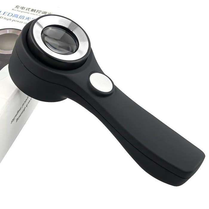 Alloy Handheld 60x USB Charging Touch Switch LED Light Optical Glass Magnifier(Silver)