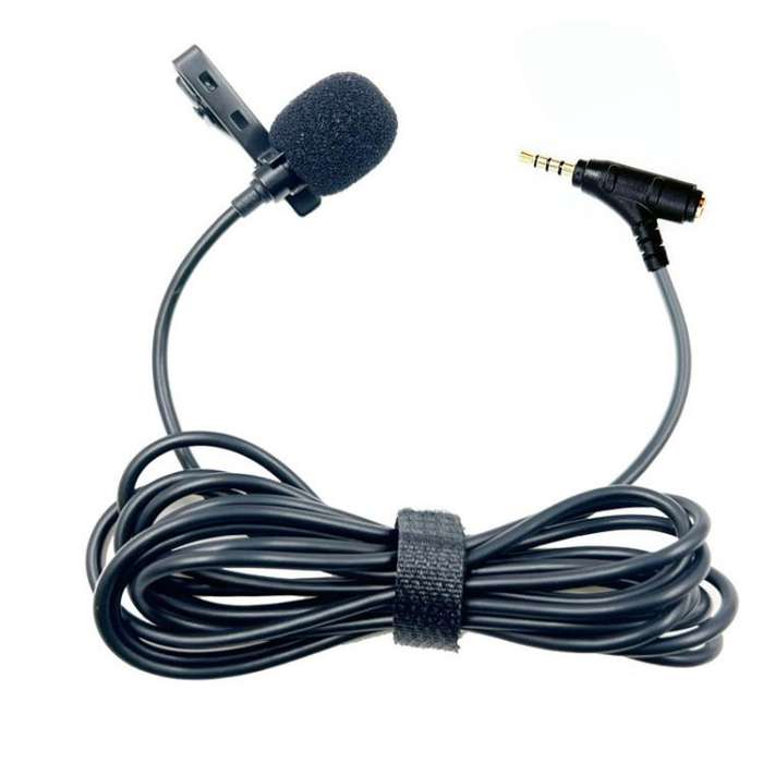 3.5mm TRRS Lavalier Microphone with Earphone Monitoring Jack Clip-on Lapel Mic 2m