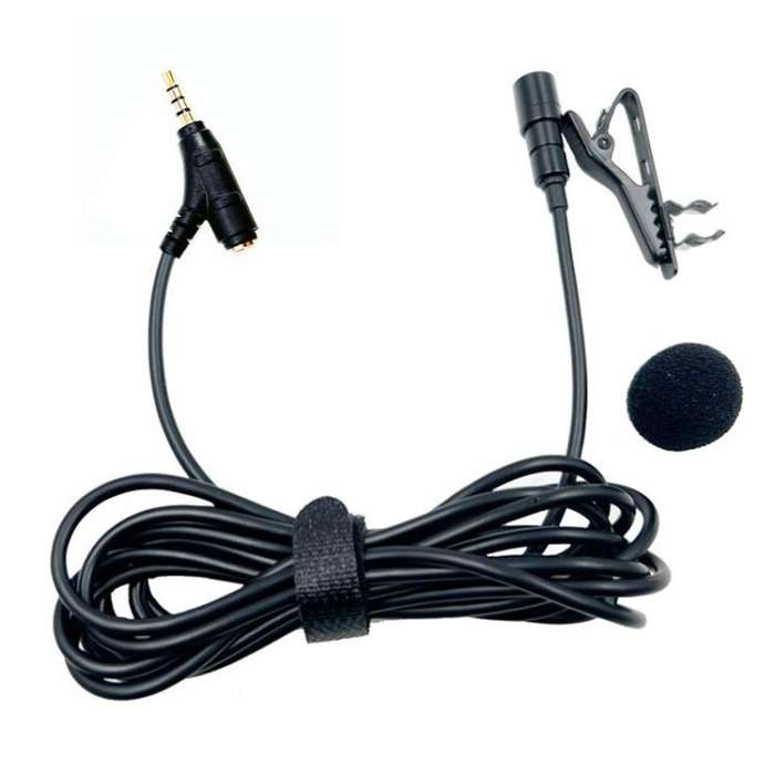 3.5mm TRRS Lavalier Microphone with Earphone Monitoring Jack Clip-on Lapel Mic 2m