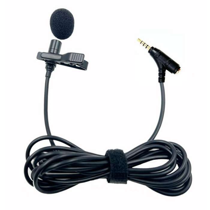 3.5mm TRRS Lavalier Microphone with Earphone Monitoring Jack Clip-on Lapel Mic 2m