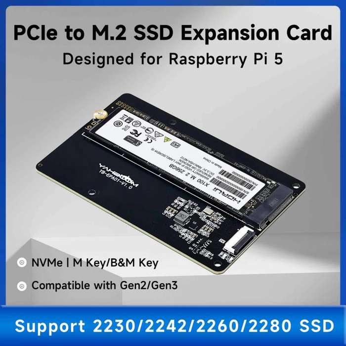 Yahboom PCIe To M.2 Adapter Expansion Board For Raspberry Pi 5 NVMe Expansion Board, Spec:  Board...
