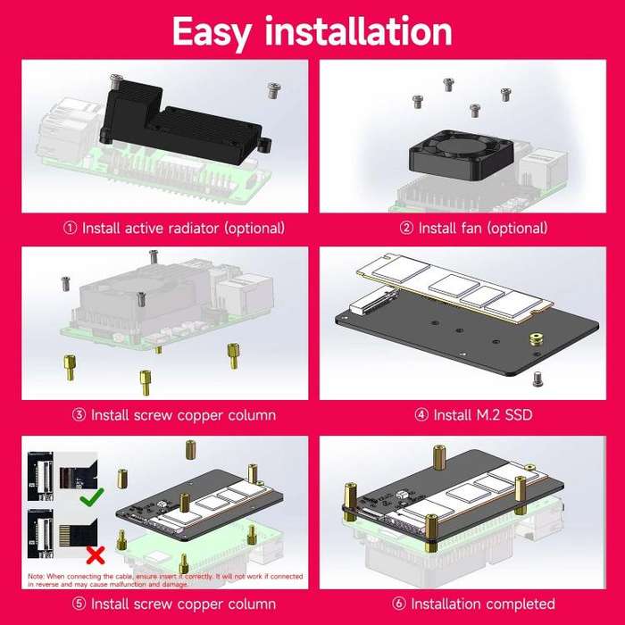 Yahboom PCIe To M.2 Adapter Expansion Board For Raspberry Pi 5 NVMe Expansion Board, Spec: Separa...