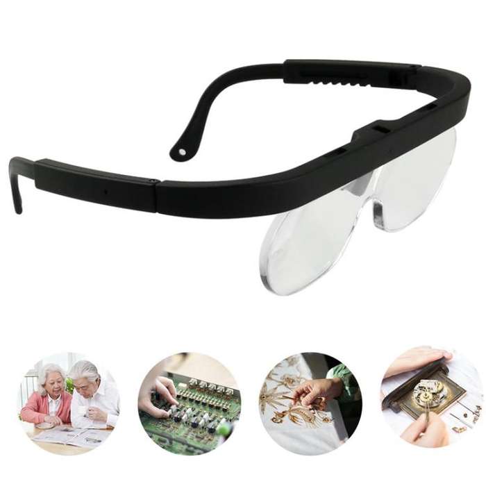 11537A 1.5/2.5/3.5X Eyeglass-style Magnifying Glass Head-mounted Magnifying Glass for Carving Rep...