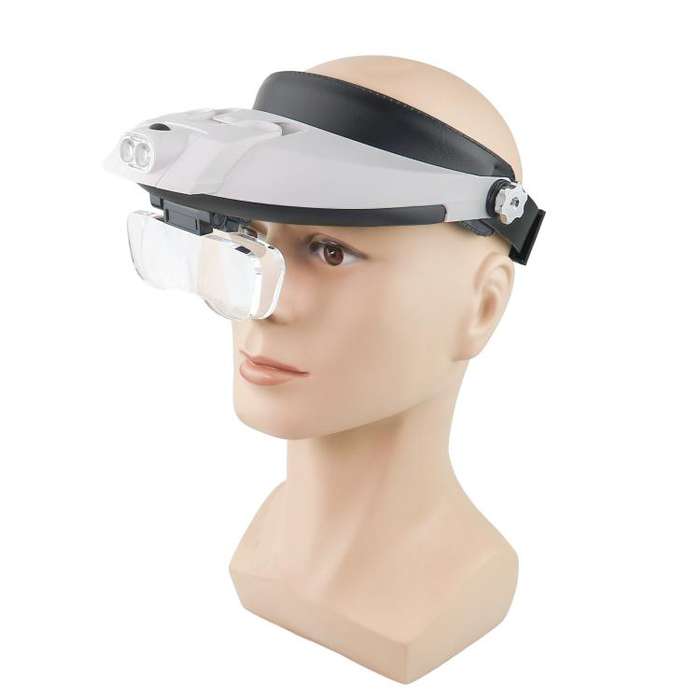 81001-G Dual LED Light Elderly Reading Head-Mounted Magnifying Glass With Replaceable Lenses For ...