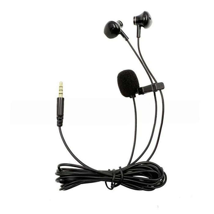 3.5mm TRRS Lapel Microphone With Earphone Stereo Live Monitoring Headphones 1.2m