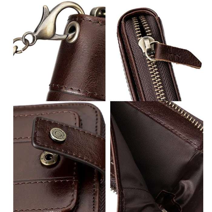 HUMERPAUL BP735 Leather Horizontal Zipper Wallet Multiple Card Slots RFID Anti-Theft Protection M...