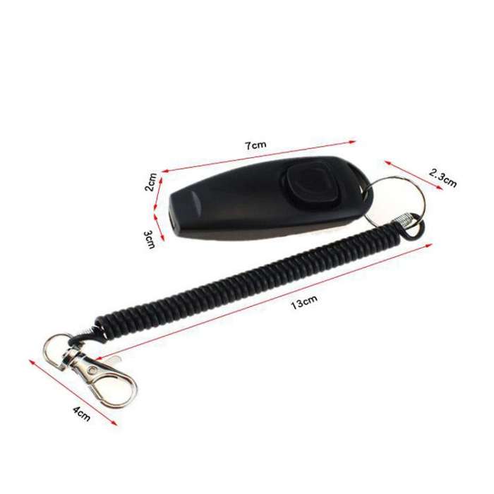 2 In 1 Pet Training Clicker Dog Whistle With Long Wristband(White)
