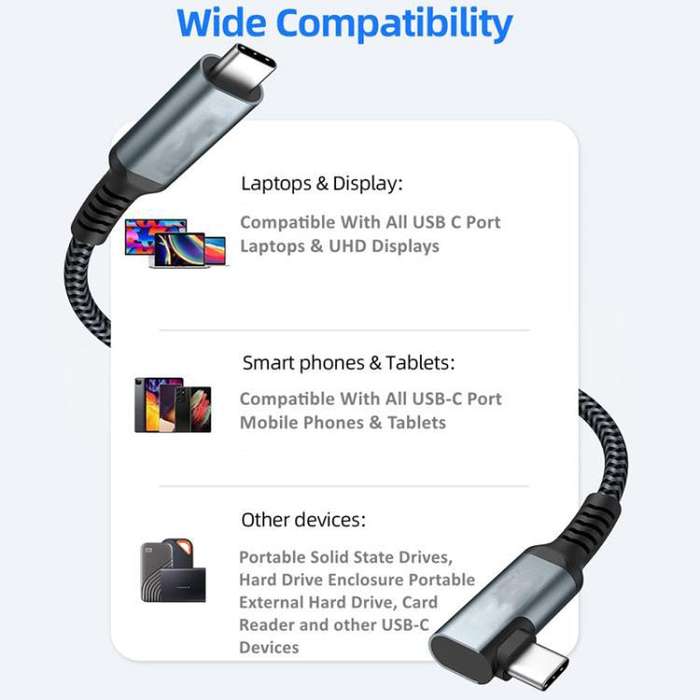5m Type-C VR Streaming Connection Cable 10GB High-Speed Transmission Elbow Smart Device Cable, Fo...