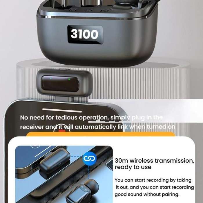 8 Pin Dual Microphone Mini Wireless Finger Clip Microphone Mobile Phone Live Noise Reduction Blue...