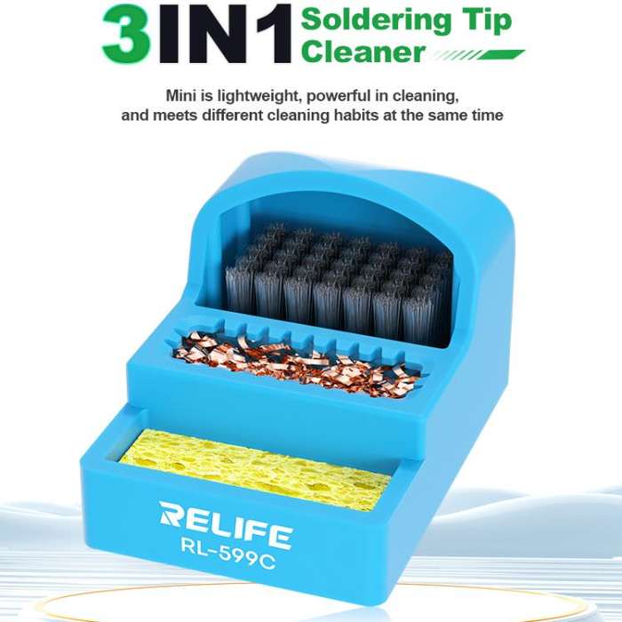 RELIFE RL-599C 3 In 1 Soldering Iron Cleaner Soldering Iron Tip Tin Residue High Temperature Resi...
