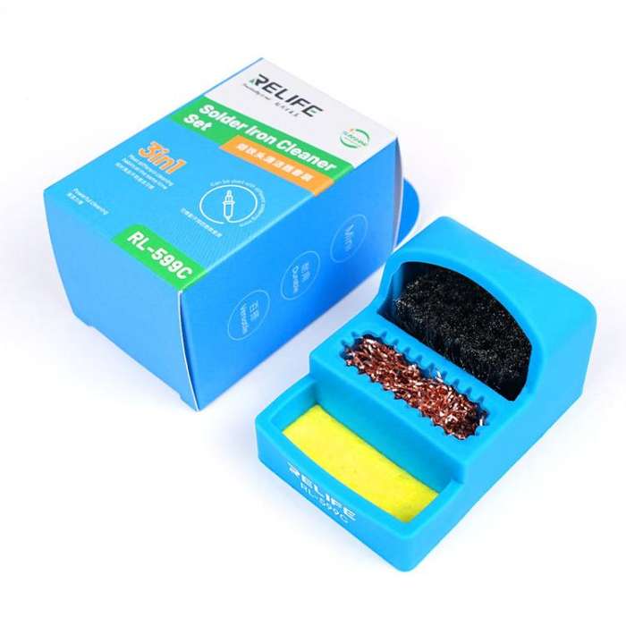 RELIFE RL-599C 3 In 1 Soldering Iron Cleaner Soldering Iron Tip Tin Residue High Temperature Resi...
