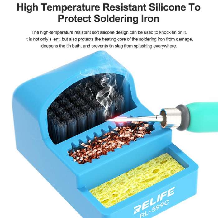 RELIFE RL-599C 3 In 1 Soldering Iron Cleaner Soldering Iron Tip Tin Residue High Temperature Resi...