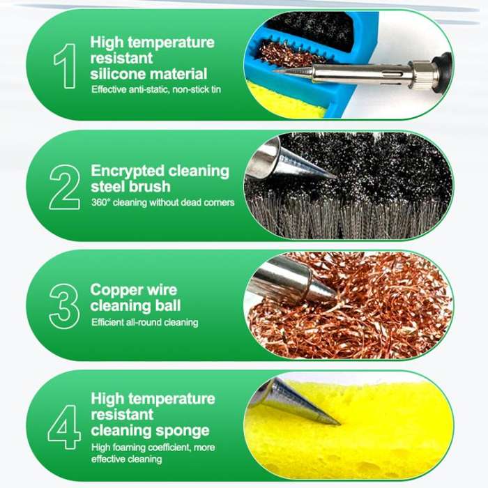 RELIFE RL-599C 3 In 1 Soldering Iron Cleaner Soldering Iron Tip Tin Residue High Temperature Resi...