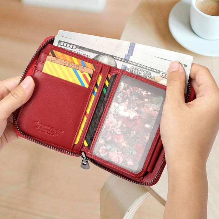 HUMERPAUL BP783 Unisex Short Leather Wallet With RFID Multi-Card Holder(Black)