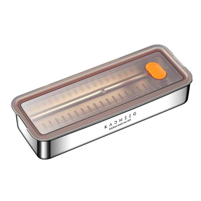 Kacheeg Stainless Steel Slim Rectangular Food Storage Container 304 Narrow Space-Saving Fridge Or...