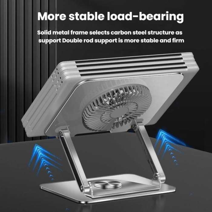 360 Rotating Laptop Stand Foldable Metal Desk Holder For 17.3 Inch Laptops Tablets Standard Silver