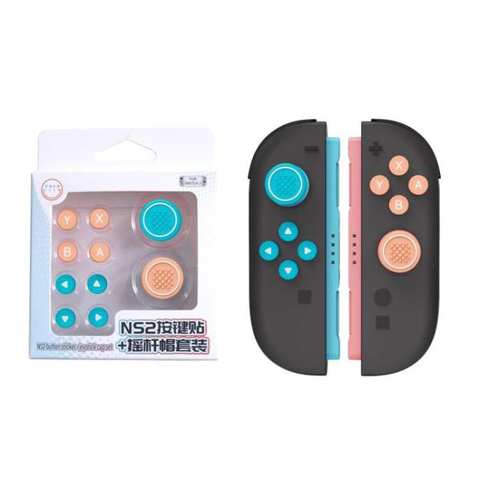 For Nintendo Switch 2 Joy-Con Controllers Silicone Button Skins & Joystick Caps Set(Red Blue)
