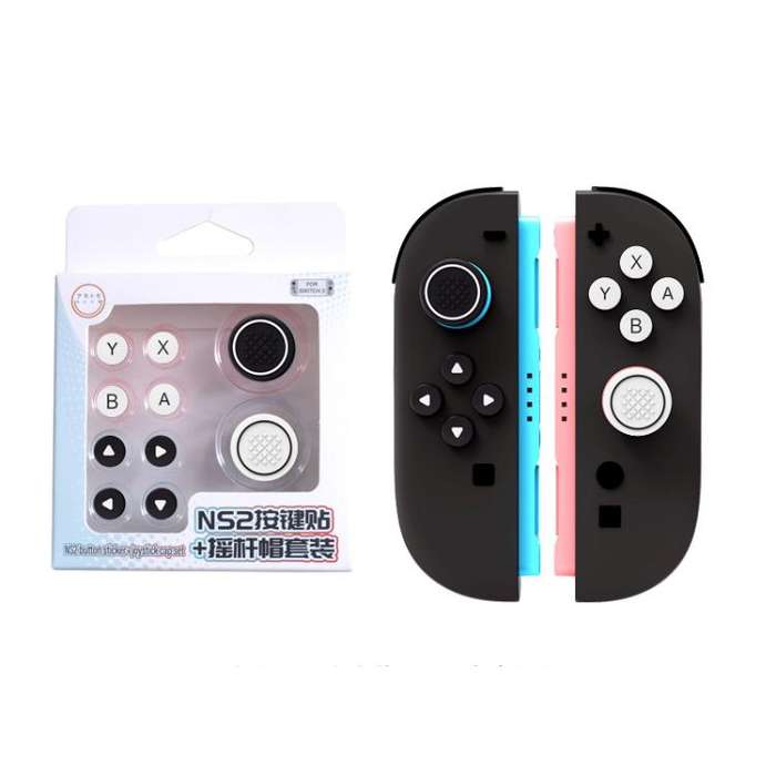For Nintendo Switch 2 Joy-Con Controllers Silicone Button Skins & Joystick Caps Set(Black White)