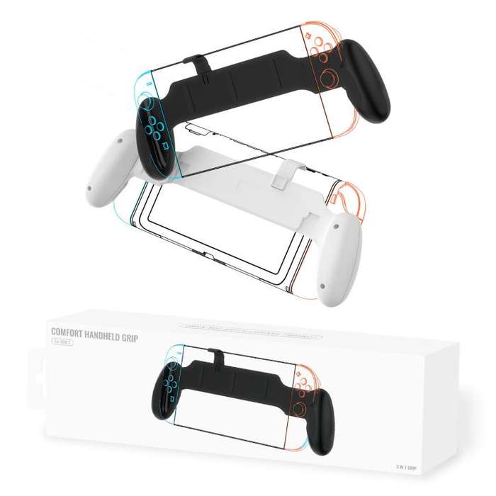 For Nintendo Switch 2 / Switch / Switch OLED Ergonomic Anti-Slip Grip Handle(White)