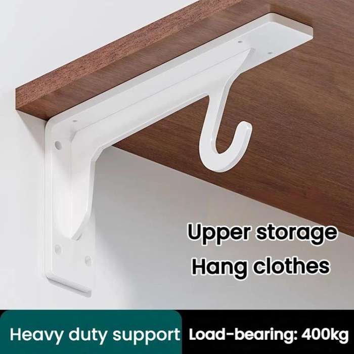 16 Inch White Heavy Duty Wall-Mounted Closet Organizer Bracket High Strength Reinforced Triangle ...