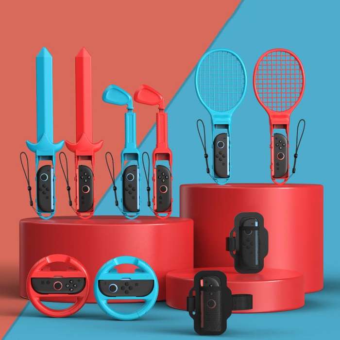 10-in-1 Motion Sports Bundle for Nintendo Switch 2/Switch Tennis Racket, Golf Club, Fencing, Raci...