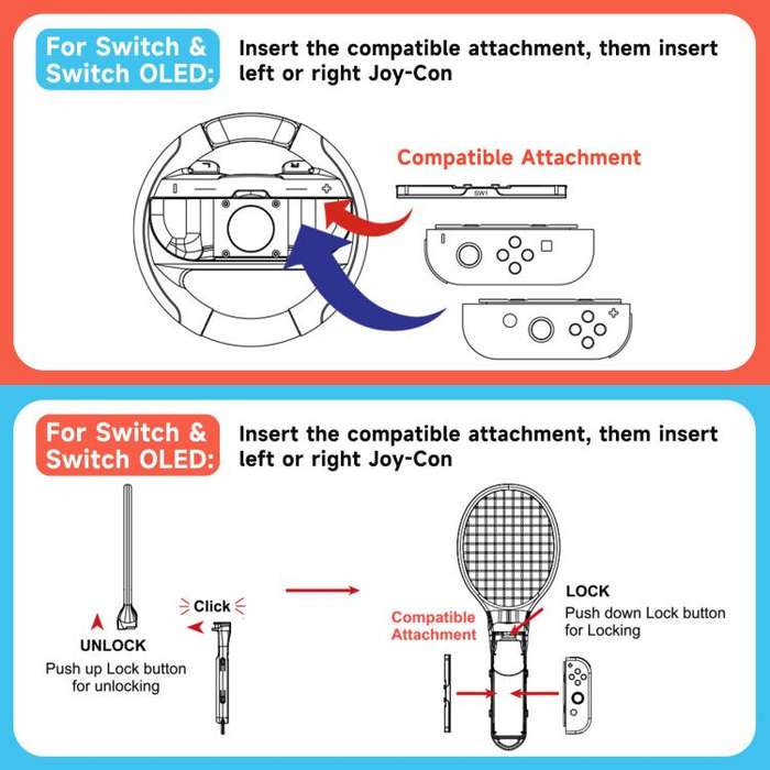 10-in-1 Motion Sports Bundle for Nintendo Switch 2/Switch Tennis Racket, Golf Club, Fencing, Raci...