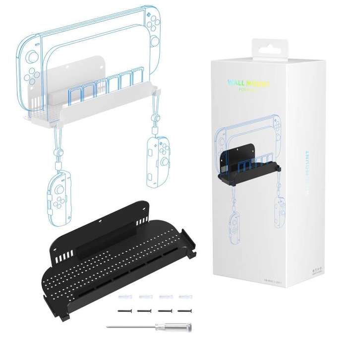 Wall Mount Holder for Nintendo Switch 2/Switch/Switch OLED & Joy-Con With Game Card Storage(White)