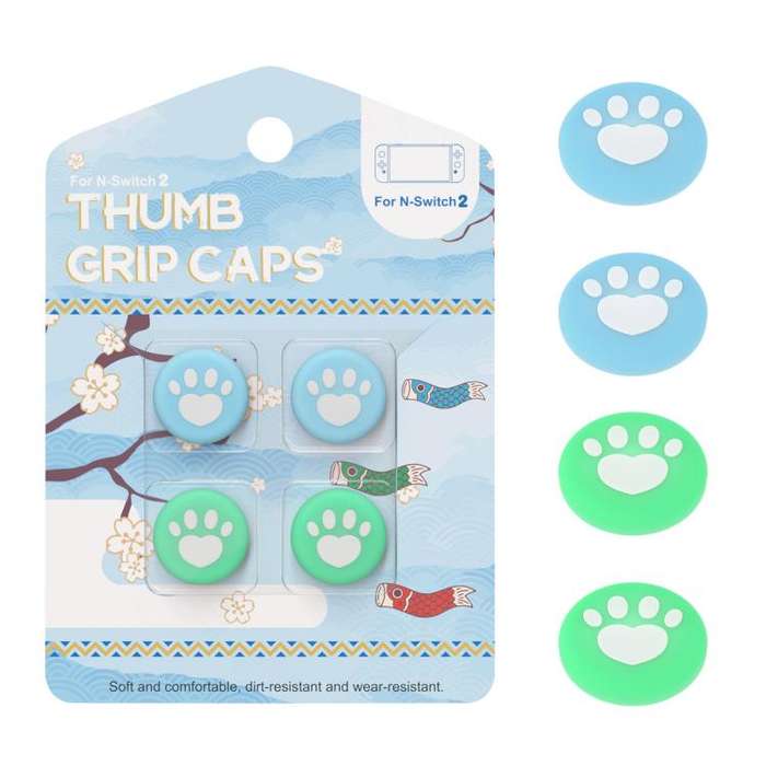 For Nintendo Switch 2 Joy-Con 2pairs Claw-Print Silicone Thumb Grip Caps Button Covers(White Blue...