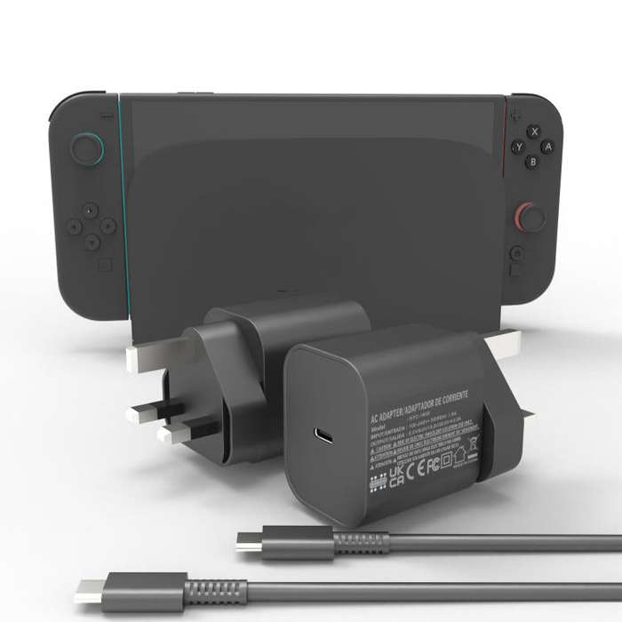 For Nintendo Switch 2 Fast Charger 60W Power Adapter Wall Plug With USB-C Cable UK Plug