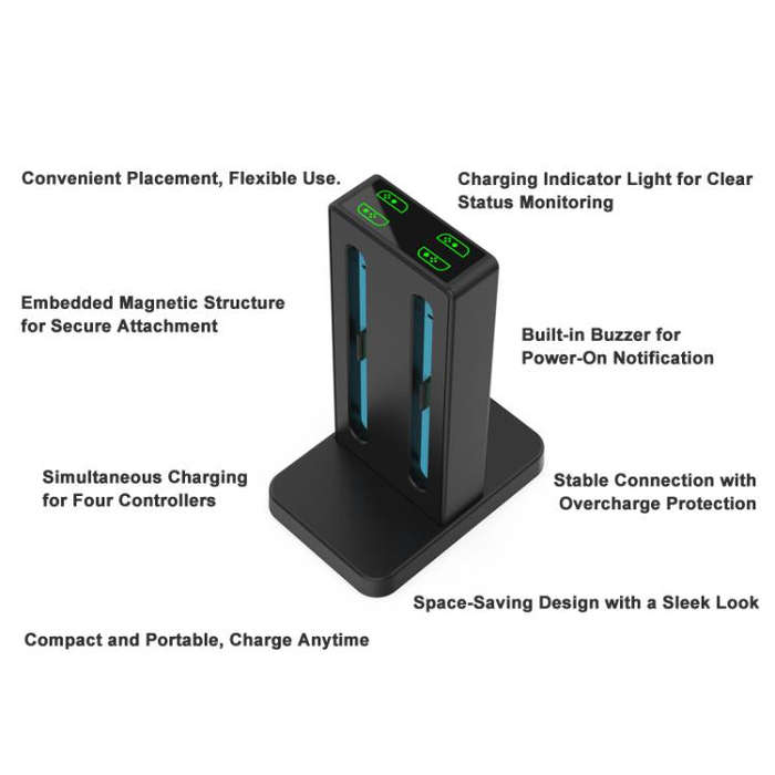 DOBE 4-in-1 Magnetic Charging Station for Nintendo Switch 2 Controllers with LED Indicators & Car...
