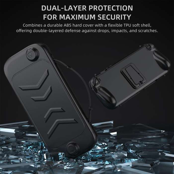 For Nintendo Switch 2 Full-Body Protective Case TPU Base + ABS Cover with Built-in Stand & Carryi...
