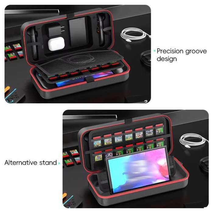 For Nintendo Switch 2 OIVO  Large-Capacity EVA Carrying Case With Built-In Stand, 24 Game Card Sl...