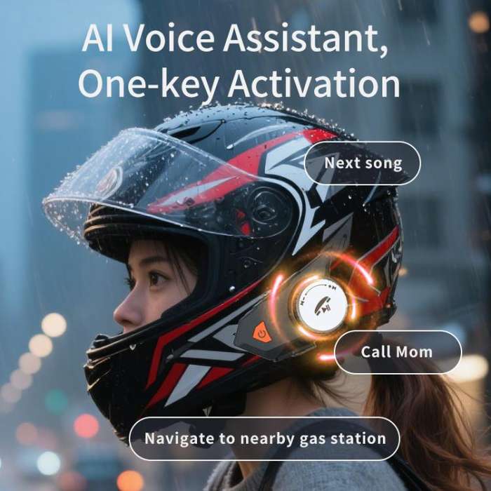 M9 Motorcycle Helmet Bluetooth Headset IPX6 Waterproof,  Auto Answer, HD Sound for Riders/Deliver...