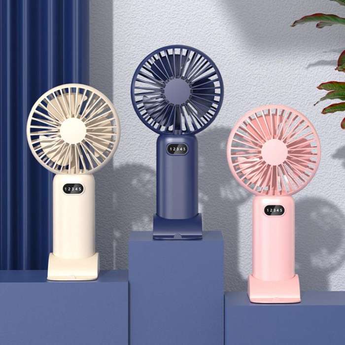 5-speed Wind Speed Handheld USB Charging Small Fan With Desktop Stand(Beige)