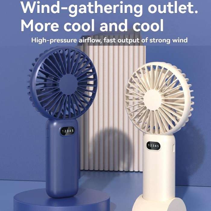 5-speed Wind Speed Handheld USB Charging Small Fan With Desktop Stand(Beige)