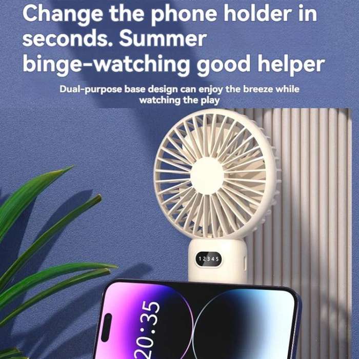 5-speed Wind Speed Handheld USB Charging Small Fan With Desktop Stand(Beige)