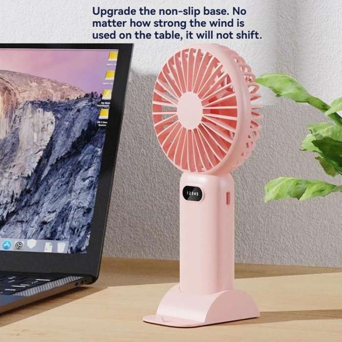 5-speed Wind Speed Handheld USB Charging Small Fan With Desktop Stand(Beige)