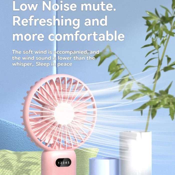 5-speed Wind Speed Handheld USB Charging Small Fan With Desktop Stand(Beige)