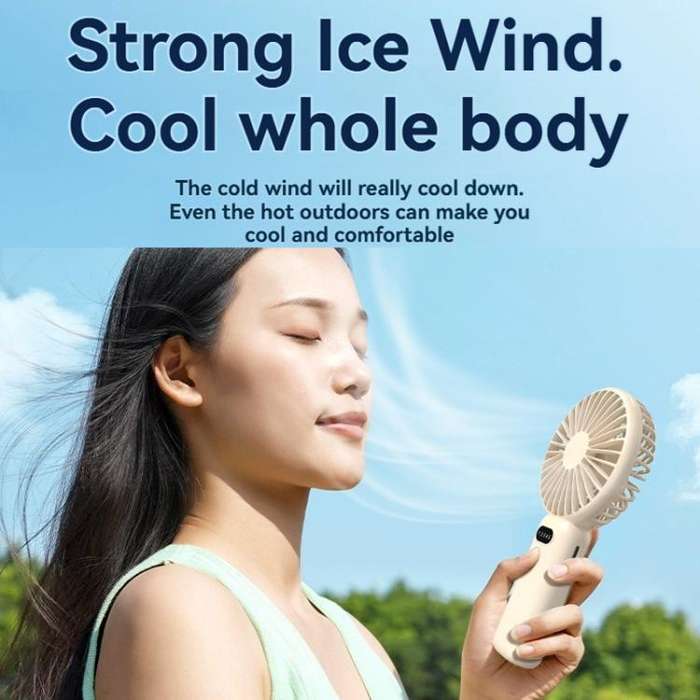 5-speed Wind Speed Handheld USB Charging Small Fan With Desktop Stand(Beige)
