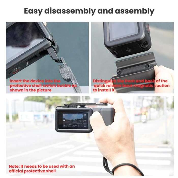 Street Vlogging Handle For DJI Osmo Action 5 Pro / Action 4 / Action 3 Magnetic Grip(Black)