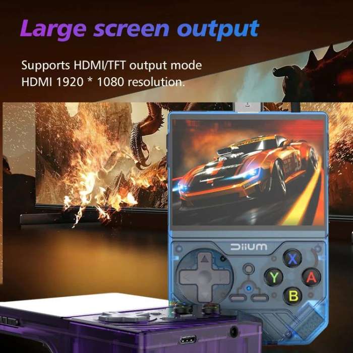 D008 3.5-Inch HD Retro Handheld Game Console With ARM Cortex-A7 800MHz, 1GB RAM & HDMI Output 64G...
