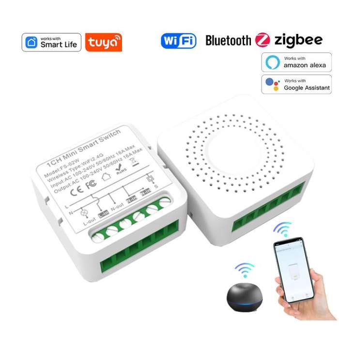 FS-02HW 2CH WiFi+Bluetooth 10A Smart Switch Voice Timer Switch For Amazon Alexa / Google Assistant
