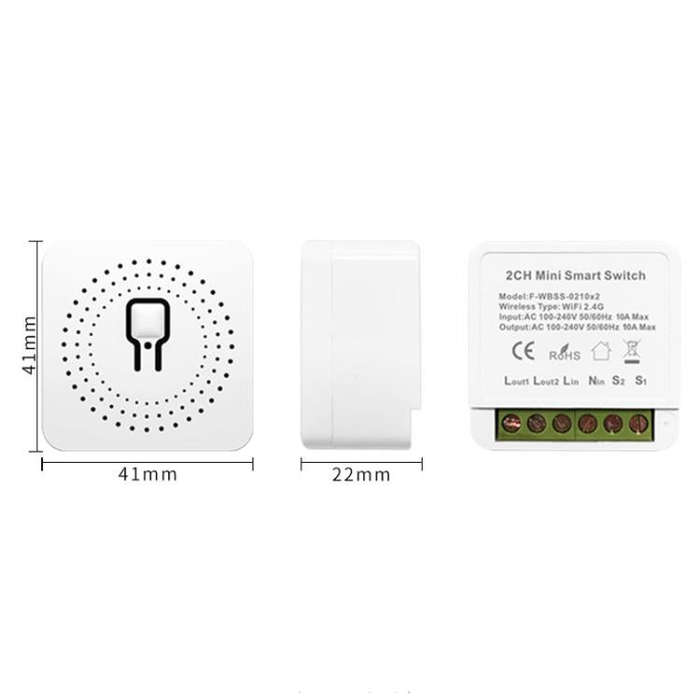 FS-02HW 2CH WiFi+Bluetooth 10A Smart Switch Voice Timer Switch For Amazon Alexa / Google Assistant